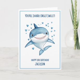 Carte Garçons Mignons Personnalisé Requin Bleu Joyeux 3è