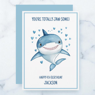 Carte Garçons Mignons Personnalisé Requin Bleu Joyeux 4è