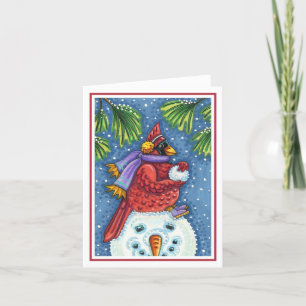 Carte GARDE CARDINAL SNOWMAN, NOËL REDBIRD Blank