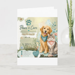 Carte Garde d'animaux de compagnie Chien mignon et chat 