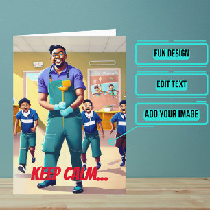 Carte Garder calme Janitor gardien Anniversaire