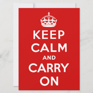 Carte Gardez le calme et continuez (conception rouge)