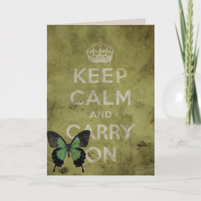 Carte Gardez le calme et continuez sur papillon Annivers (Devant)
