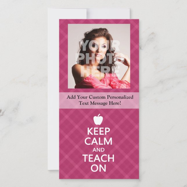 Carte Gardez le calme et Enseignez, Plaid rose (Devant)
