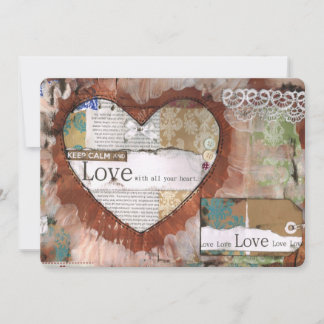 Carte Gardez votre calme et aimez, Carte, Invitation, cœ