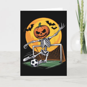 Carte Gardien de but squelette citrouille Football Hallo