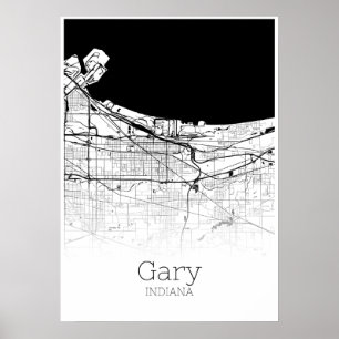 Carte Gary - Indiana - Poster de carte de ville