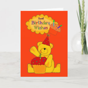Carte Gâteau 1 d'ours de joyeux anniversaire des garçons