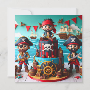 CARTE GÂTEAU ANNIVERSAIRE DE ENFANT AVEC THÈME PIRATES A