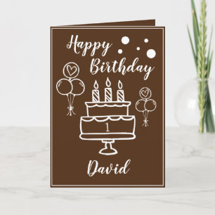 Carte Gâteau Brown et blanc Grandson 1er anniversaire
