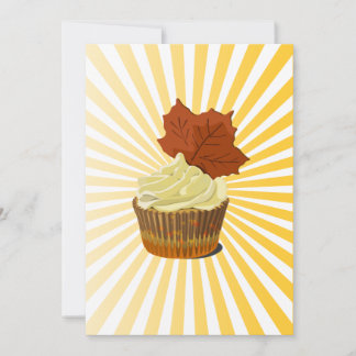 Carte Gâteau cupcake d'automne avec motif de ligne explo