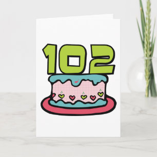 Carte Gâteau d'anniversaire 102 ans