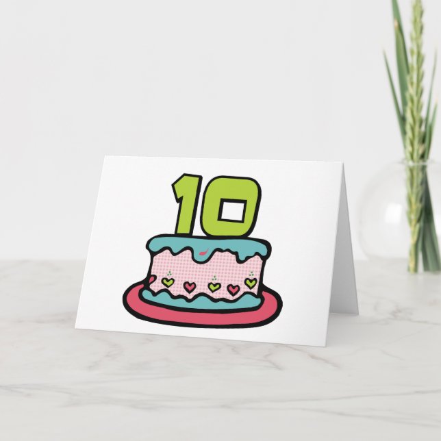 Carte Gâteau d'anniversaire 10 ans (Devant)