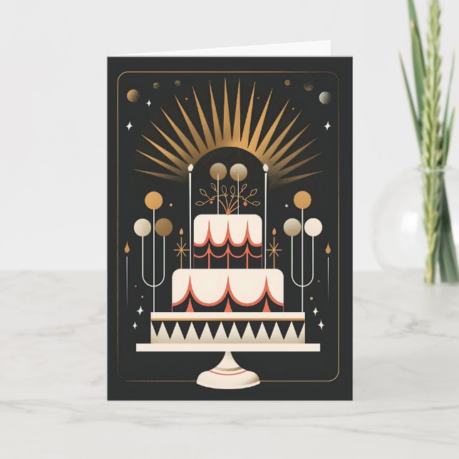 Carte Gâteau d'anniversaire Art déco (Devant)