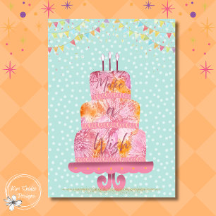 Carte Gâteau d'anniversaire avec bougies "Faire un vœu"