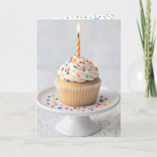 Carte Gâteau d'anniversaire avec une bougie