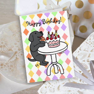 Carte Gâteau d'anniversaire Black Labrador Carton