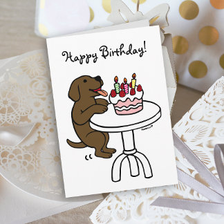Carte Gâteau d'anniversaire Chocolat Labrador Cartoon Pl