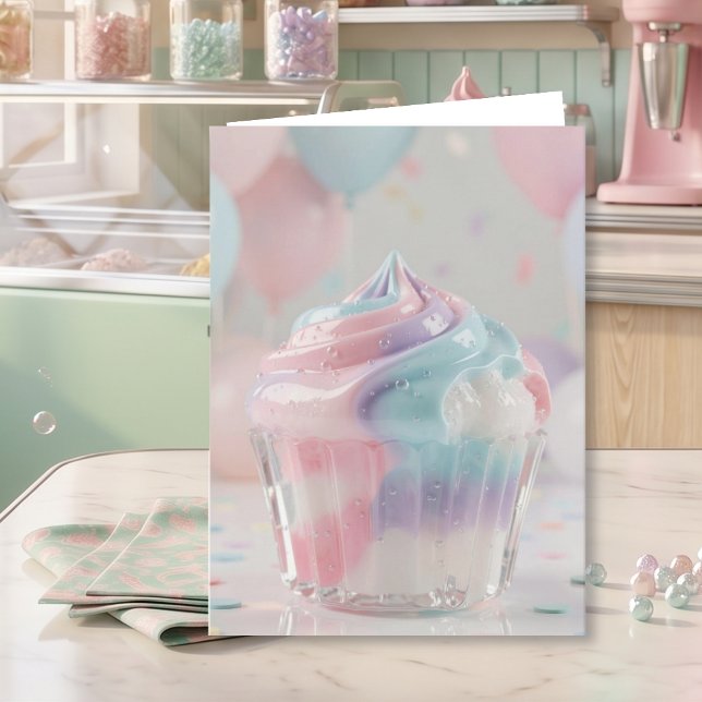 Carte Gâteau d'anniversaire Cupcake Crystal Pastel (Créateur téléchargé)