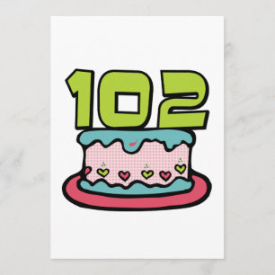 Carte Gâteau d'anniversaire de 102 ans