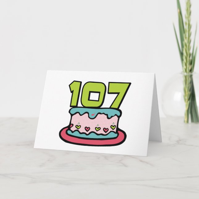 Carte Gâteau d'anniversaire de 107 ans (Devant)