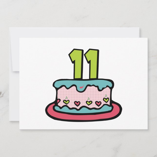 Carte Gâteau d'anniversaire de 11 ans (Devant)