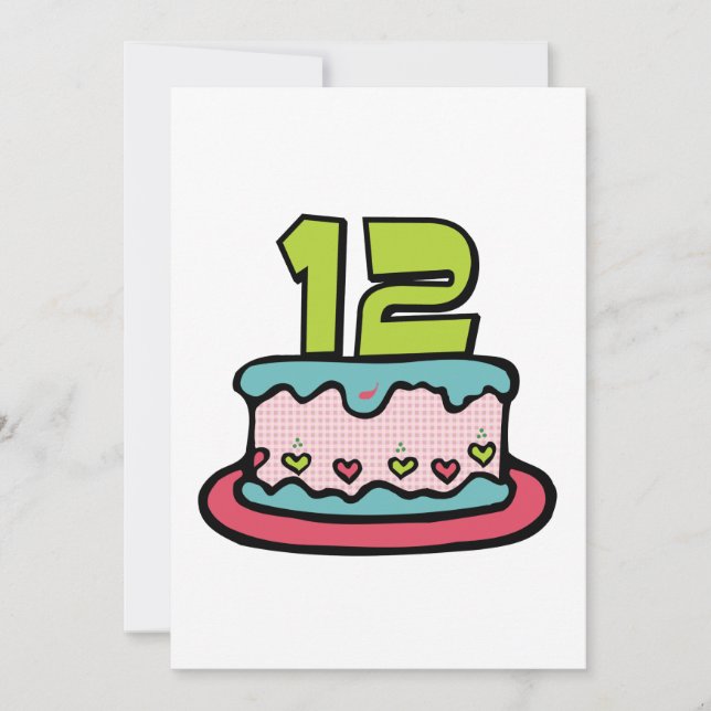 Carte Gâteau d'anniversaire de 12 ans (Devant)