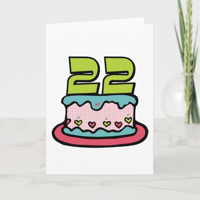 Carte Gâteau d'anniversaire de 22 ans (Devant)