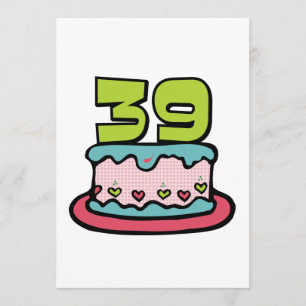 Carte Gâteau d'anniversaire de 39 ans