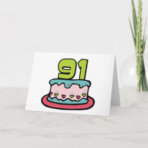 Carte Gâteau d'anniversaire de 91 ans