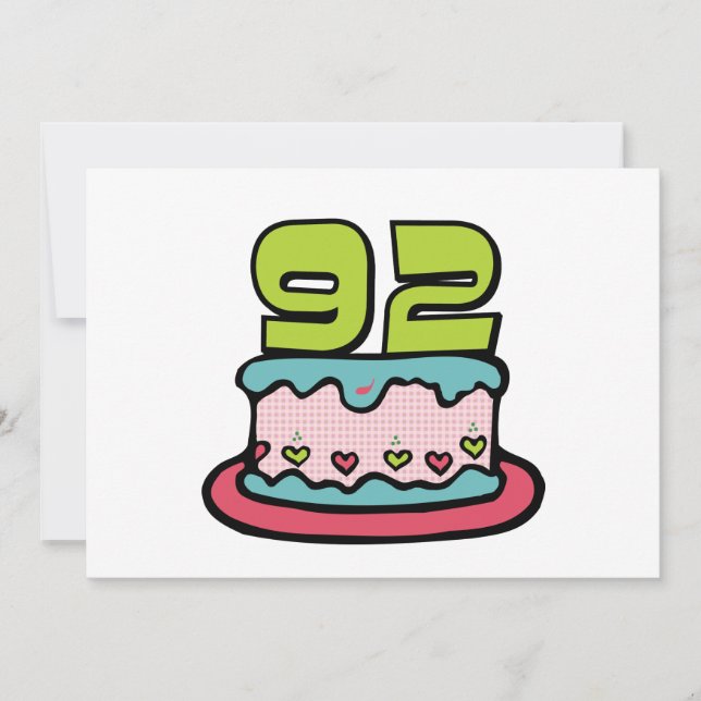 Carte Gâteau d'anniversaire de 92 ans (Devant)
