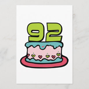 Carte Gâteau d'anniversaire de 92 ans