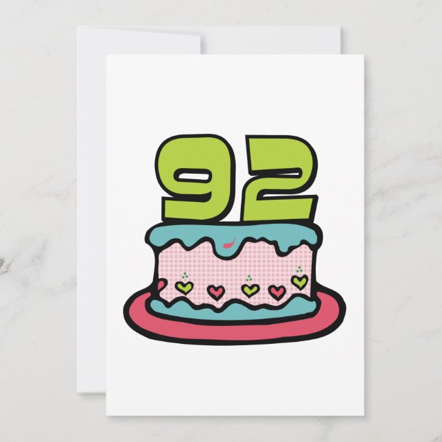 Carte Gâteau d'anniversaire de 92 ans (Devant)