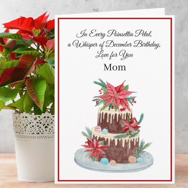 Carte Gâteau d'anniversaire de maman de décembre avec po (Créateur téléchargé)