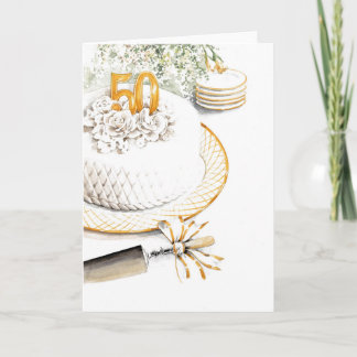 Carte Gâteau d'anniversaire de mariage de 50 ans