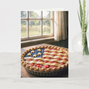 Carte Gâteau d'anniversaire du 4 juillet avec tarte du d