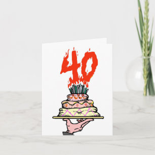 Carte Gâteau d'anniversaire en feu avec 40 bougies
