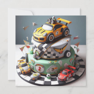 CARTE GÂTEAU D'ANNIVERSAIRE ENFANTS THÈME VOITURE DE COU