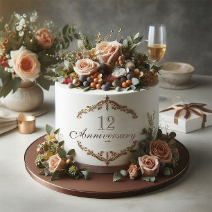 CARTE GÂTEAU D'ANNIVERSAIRE FLORAL ÉLÉGANT