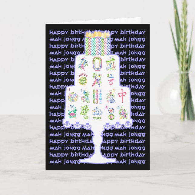 Carte Gâteau d'anniversaire Mah Jongg (Devant)