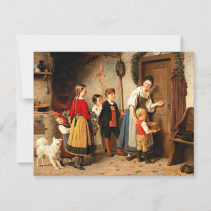 Carte Gâteau d'anniversaire, peinture vintage d'art