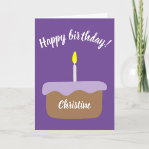Carte Gâteau d'anniversaire personnalisé avec bougie lég