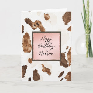 Carte Gâteau d'anniversaire Rose Blush Impression Animal