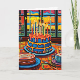 Carte Gâteau d'anniversaire sur la table