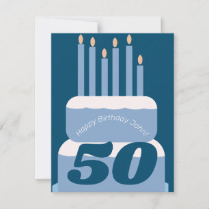Carte Gâteau d'anniversaire Tirée Bleu N'importe quel âg
