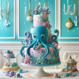 CARTE GÂTEAU D'ANNIVERSAIRES DE ENFANTS DÉCORÉE EN OCTOP