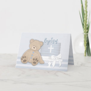 Carte Gâteau de baptême Teddy Bear Baby Boy Blue