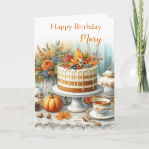 Carte Gâteau de calque d'automne Cosy Anniversaire d'aut