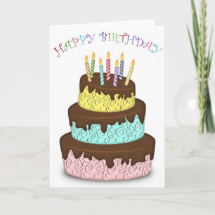 Carte Gâteau de joyeux anniversaire avec des bougies