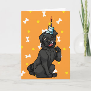 Carte Gâteau de joyeux anniversaire de carlin - noir
